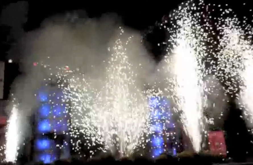 indoor pyrotechnics gerbs at corporate convention